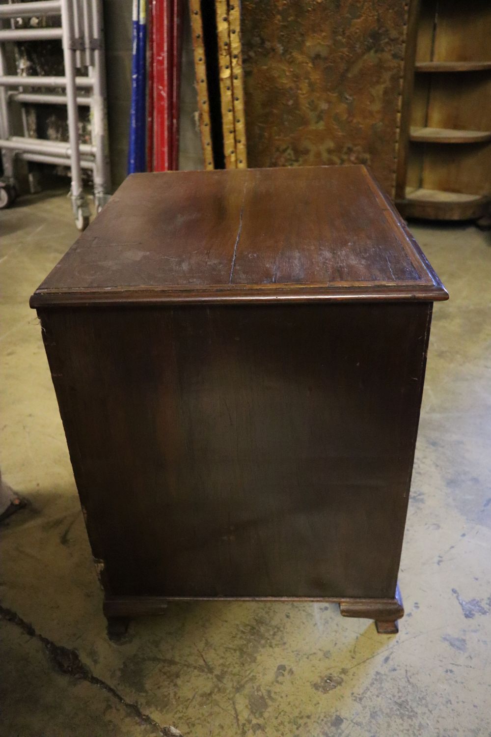 A George III style mahogany small chest, incorporating old timbers, width 60cm depth 47cm height 60cm